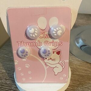 LEYUSMART Purple White a clear Cat Paw Gaming Thumb Grips Nintendo Switch & Lite